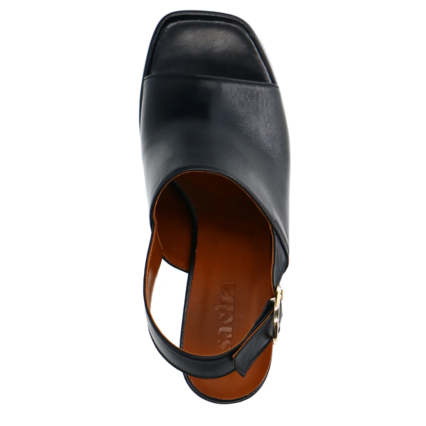 Zwarte leren sandalen met hak