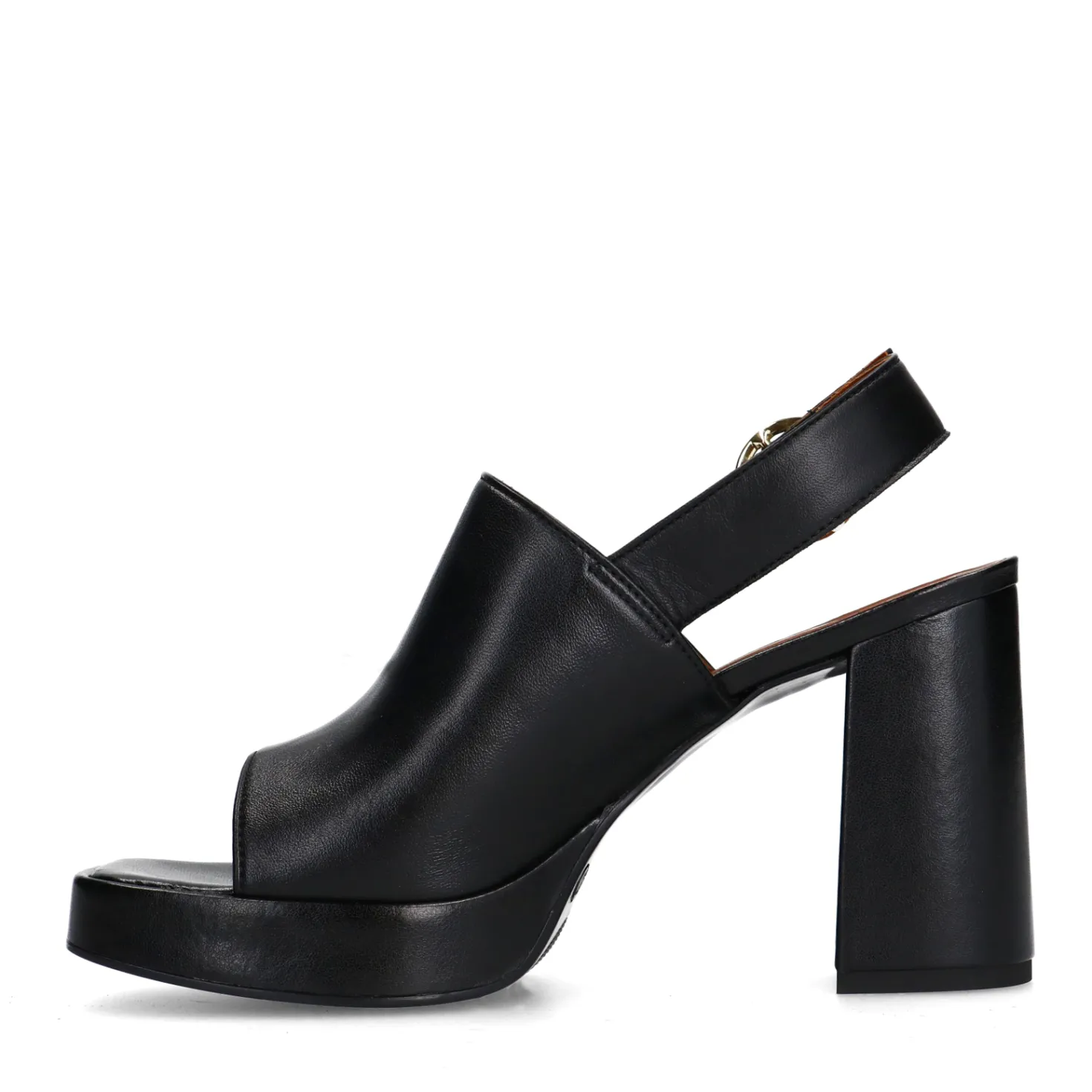 Zwarte leren sandalen met hak