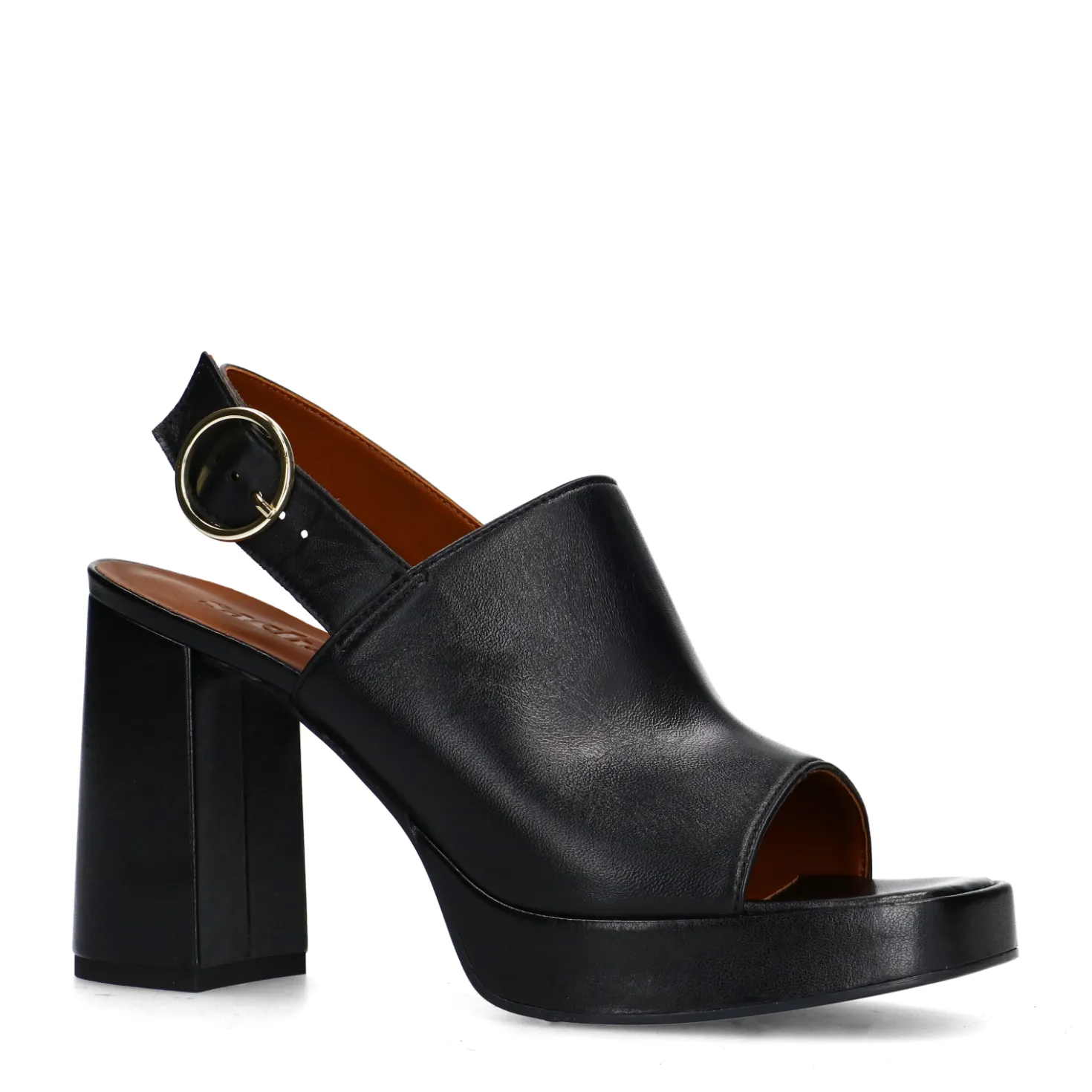 Zwarte leren sandalen met hak