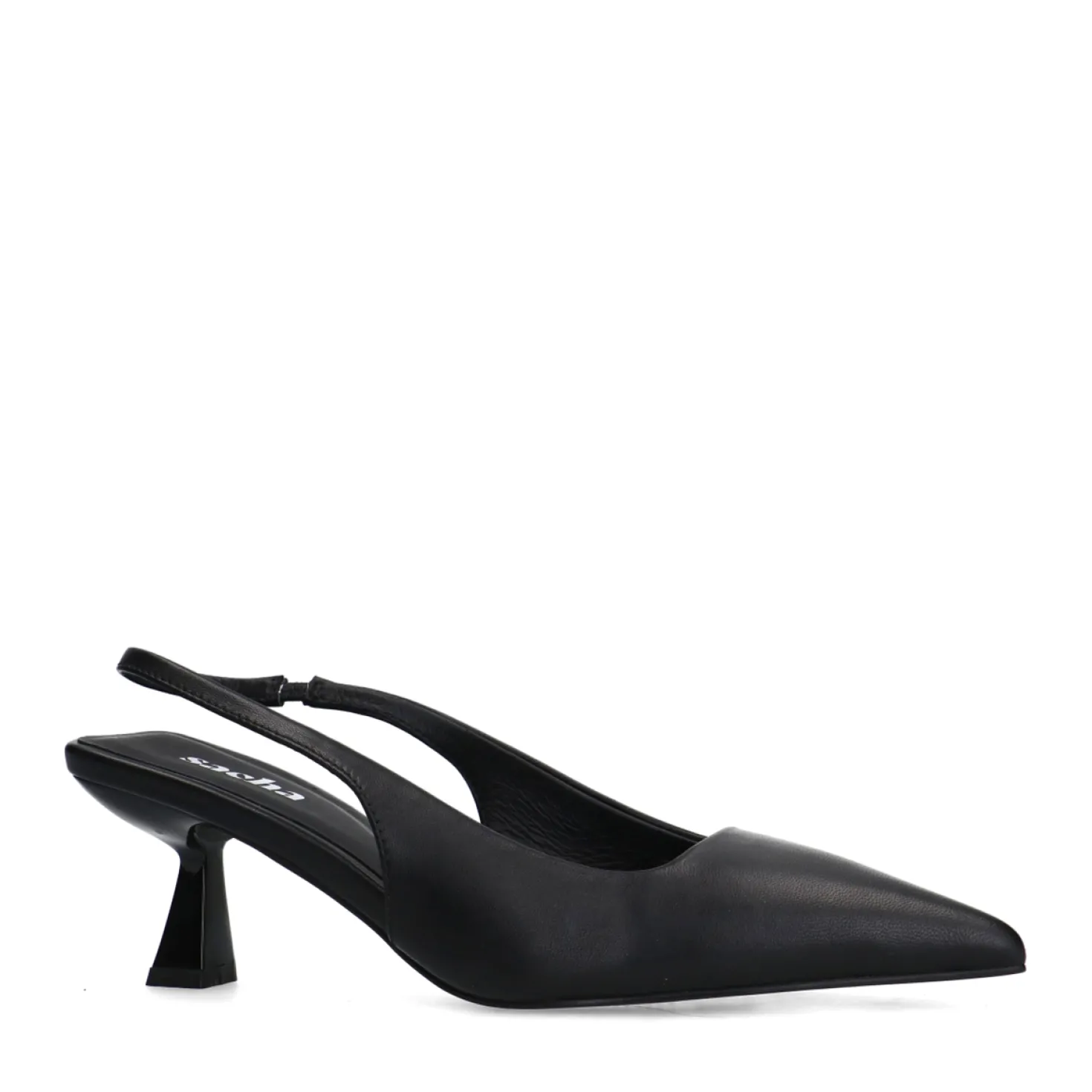 Zwarte leren slingback pumps