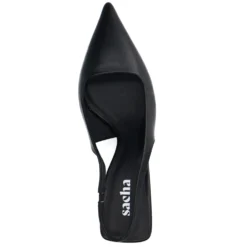 Zwarte leren slingback pumps