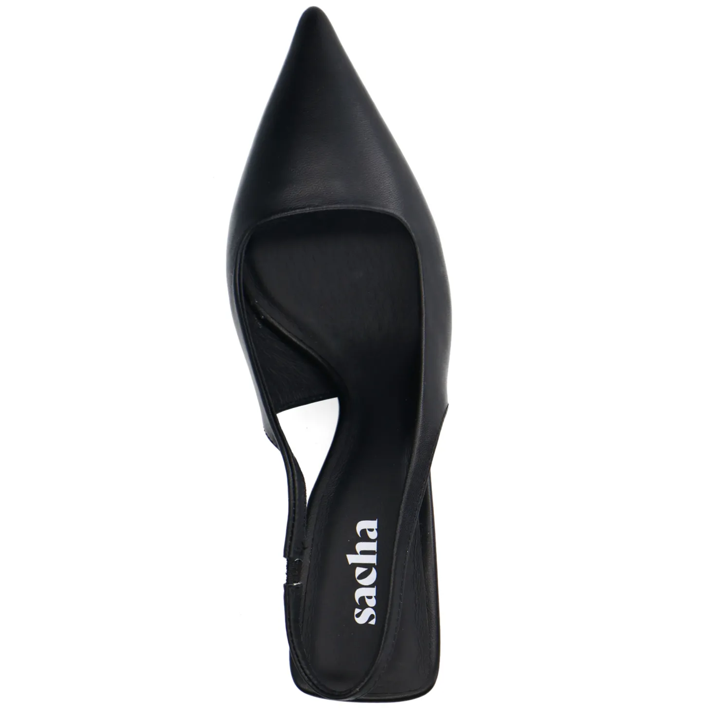 Zwarte leren slingback pumps