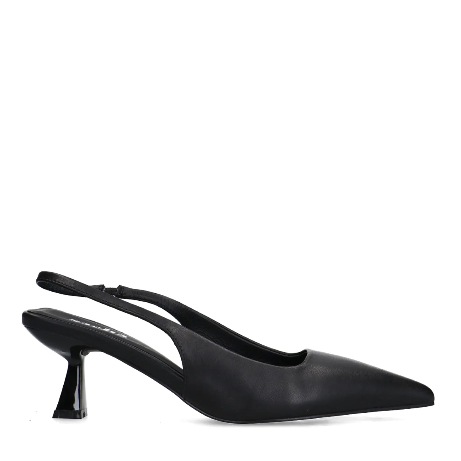 Zwarte leren slingback pumps