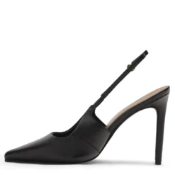 Zwarte leren slingback pumps