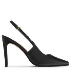 Zwarte leren slingback pumps