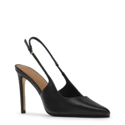 Zwarte leren slingback pumps