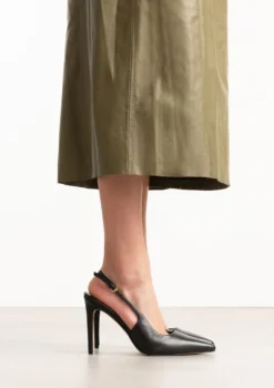 Zwarte leren slingback pumps