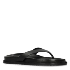 Zwarte leren slippers