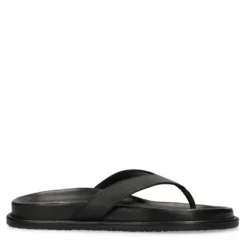 Zwarte leren slippers
