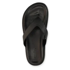 Zwarte leren slippers