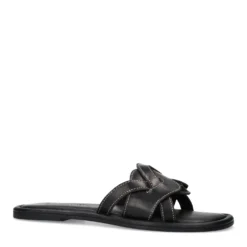 Zwarte leren slippers