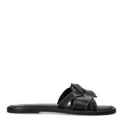 Zwarte leren slippers