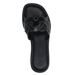 Zwarte leren slippers