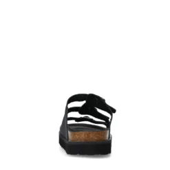 Zwarte leren slippers met buckles