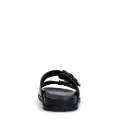Zwarte leren slippers met buckles