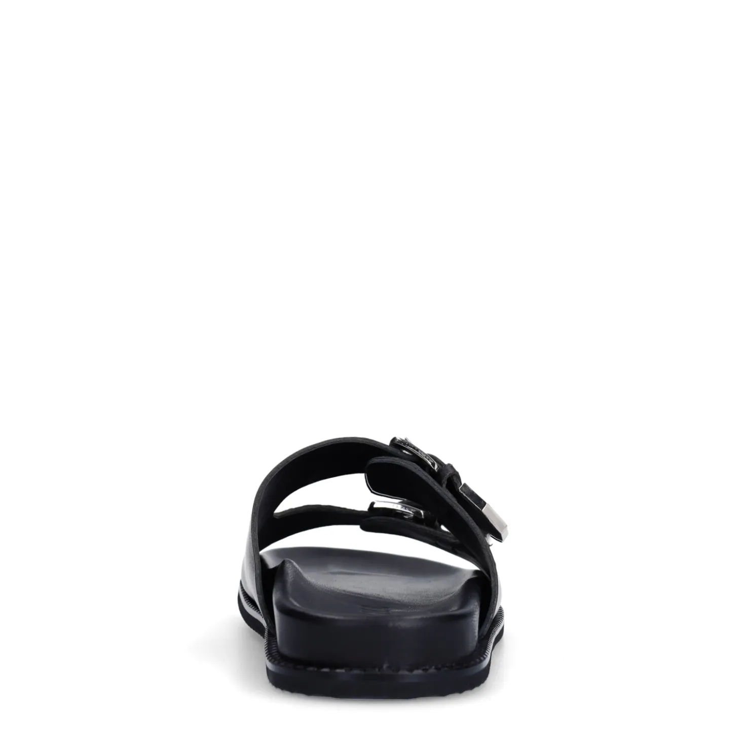 Zwarte leren slippers met buckles