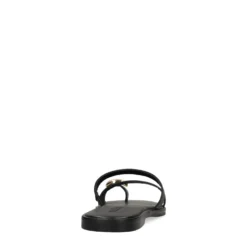 Zwarte leren slippers met goudkleurig detail