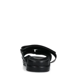 Zwarte leren slippers met klittenband