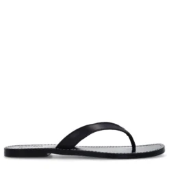 Zwarte leren teenslippers