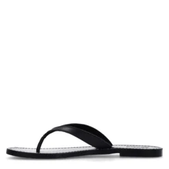 Zwarte leren teenslippers