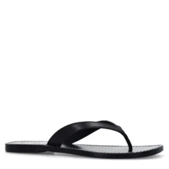 Zwarte leren teenslippers