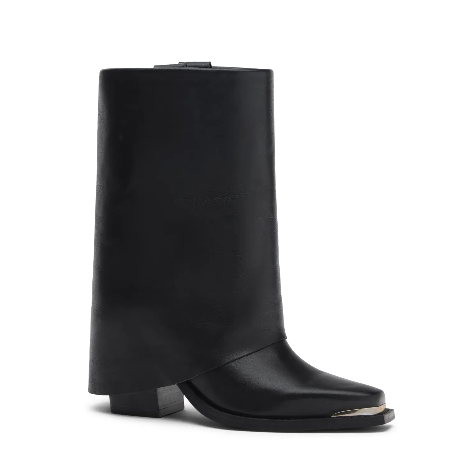 Zwarte leren western enkellaarsjes met flap