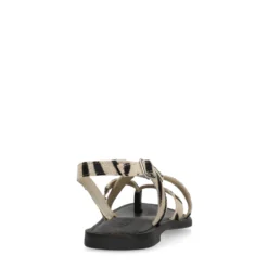 Zwarte leren zebra print sandalen