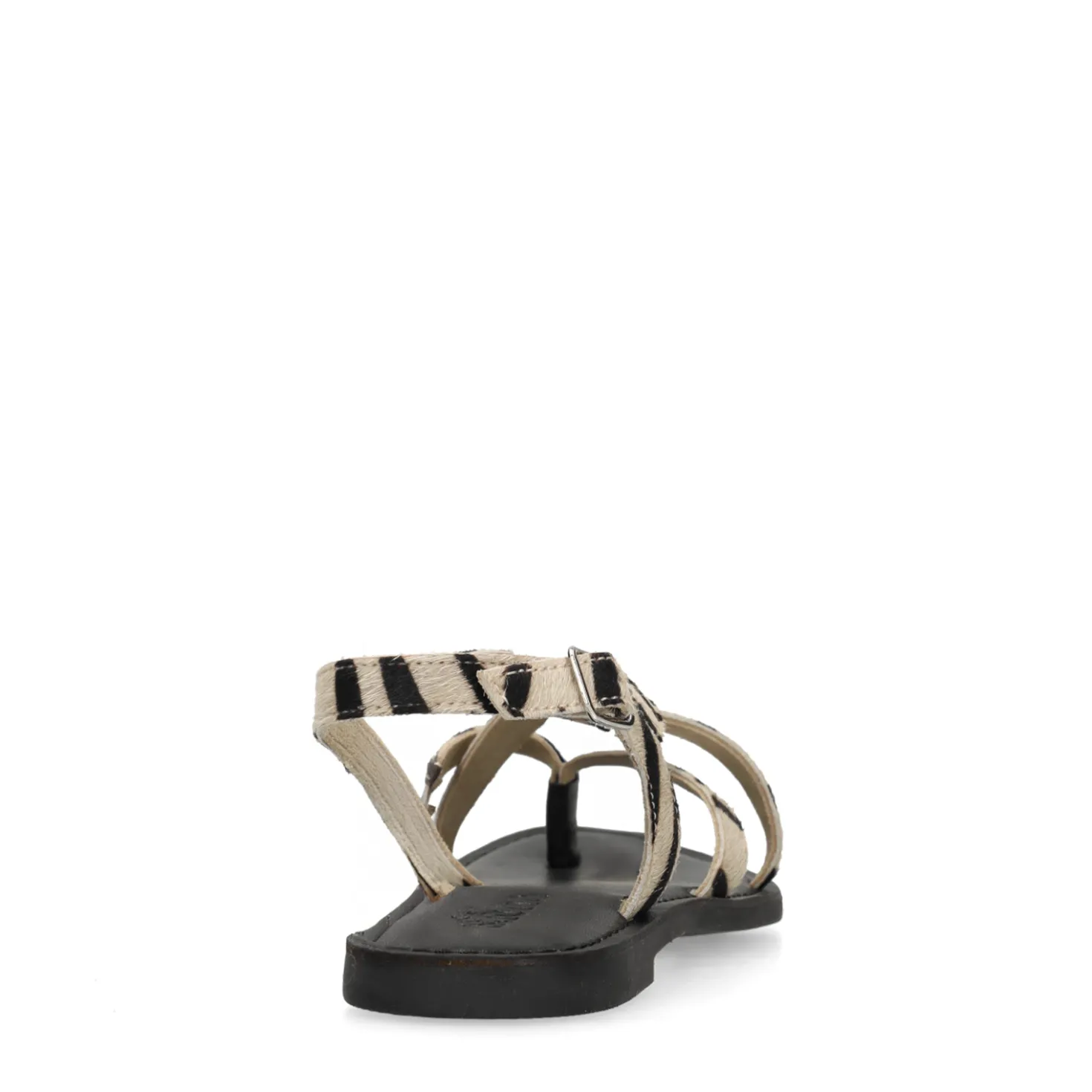 Zwarte leren zebra print sandalen
