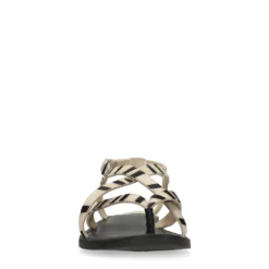 Zwarte leren zebra print sandalen