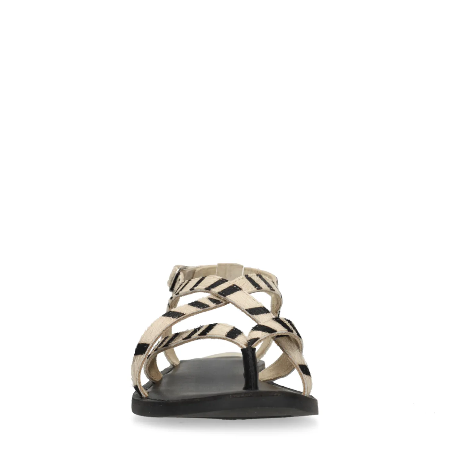 Zwarte leren zebra print sandalen