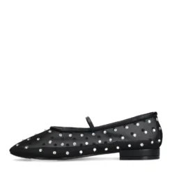 Zwarte mesh ballerina's met strass