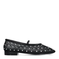 Zwarte mesh ballerina's met strass