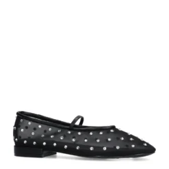 Zwarte mesh ballerina's met strass