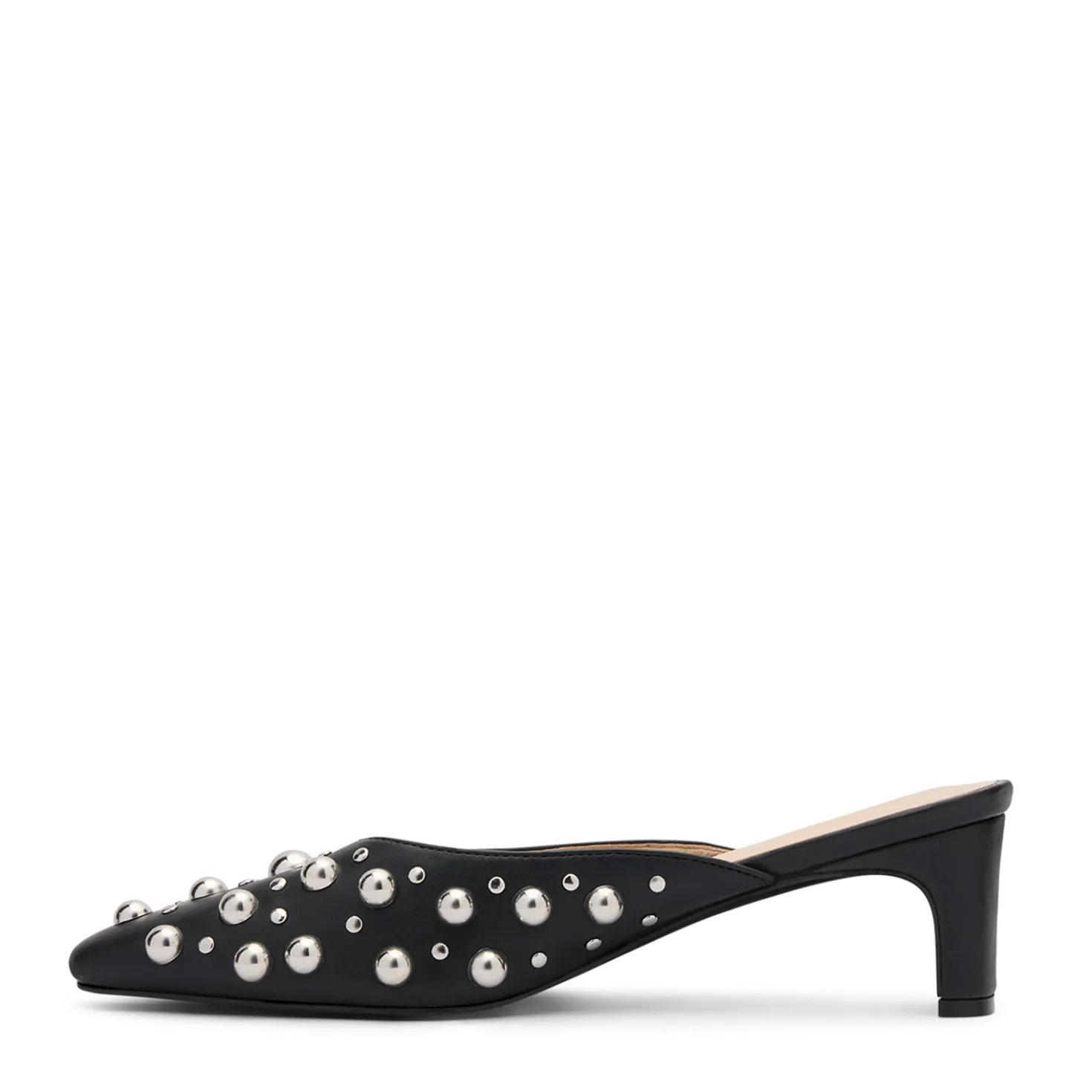 Zwarte muiltjes met zilverkleurige studs