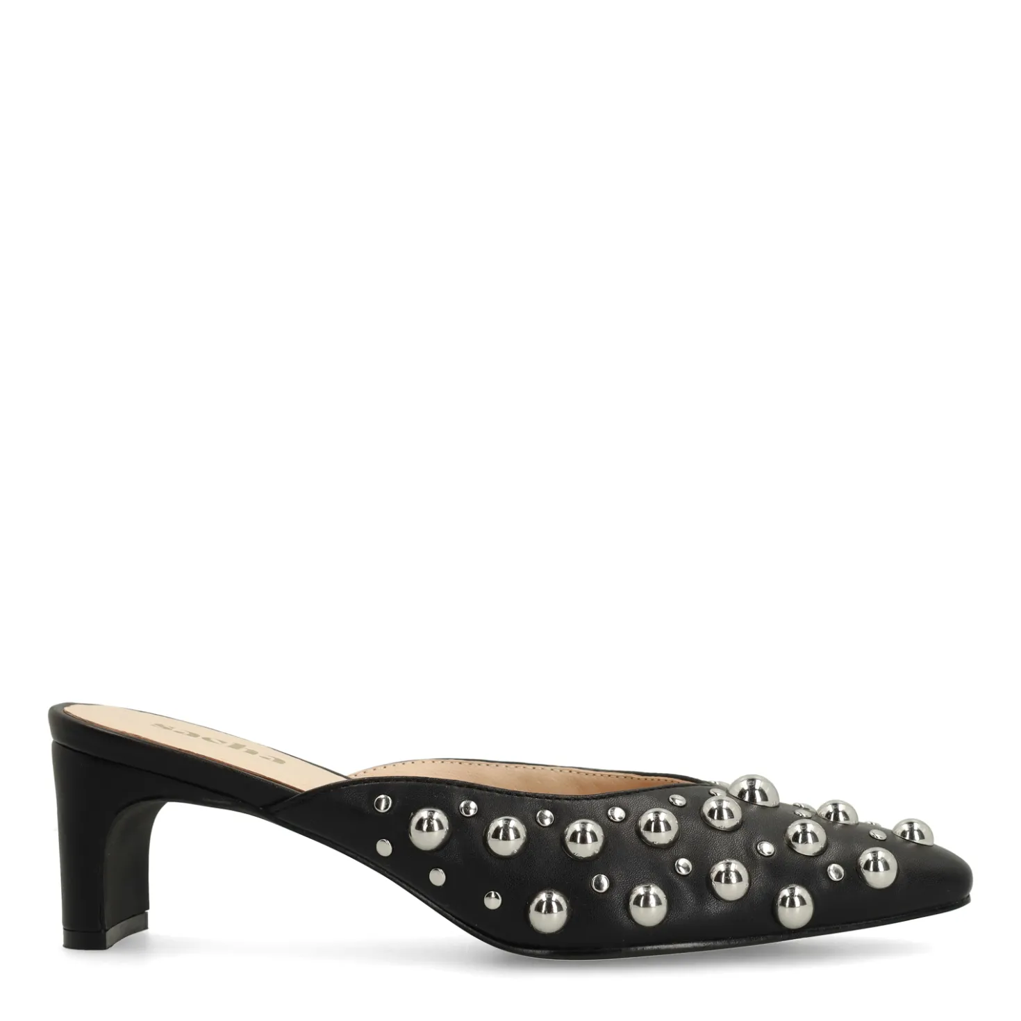 Zwarte muiltjes met zilverkleurige studs
