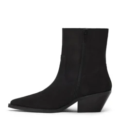 Zwarte nubuck enkellaarsjes met hak