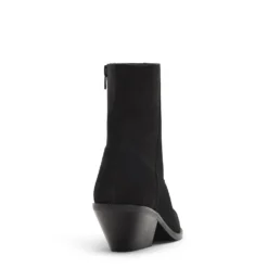 Zwarte nubuck enkellaarsjes met hak