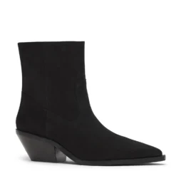 Zwarte nubuck enkellaarsjes met hak