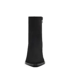 Zwarte nubuck enkellaarsjes met hak