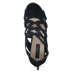 Zwarte opengewerkte sandalen met hak