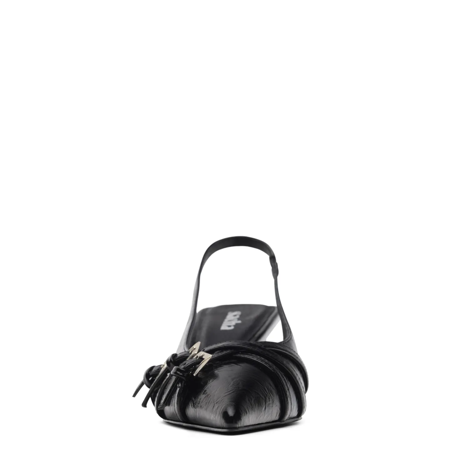 Zwarte slingback pumps met gespen