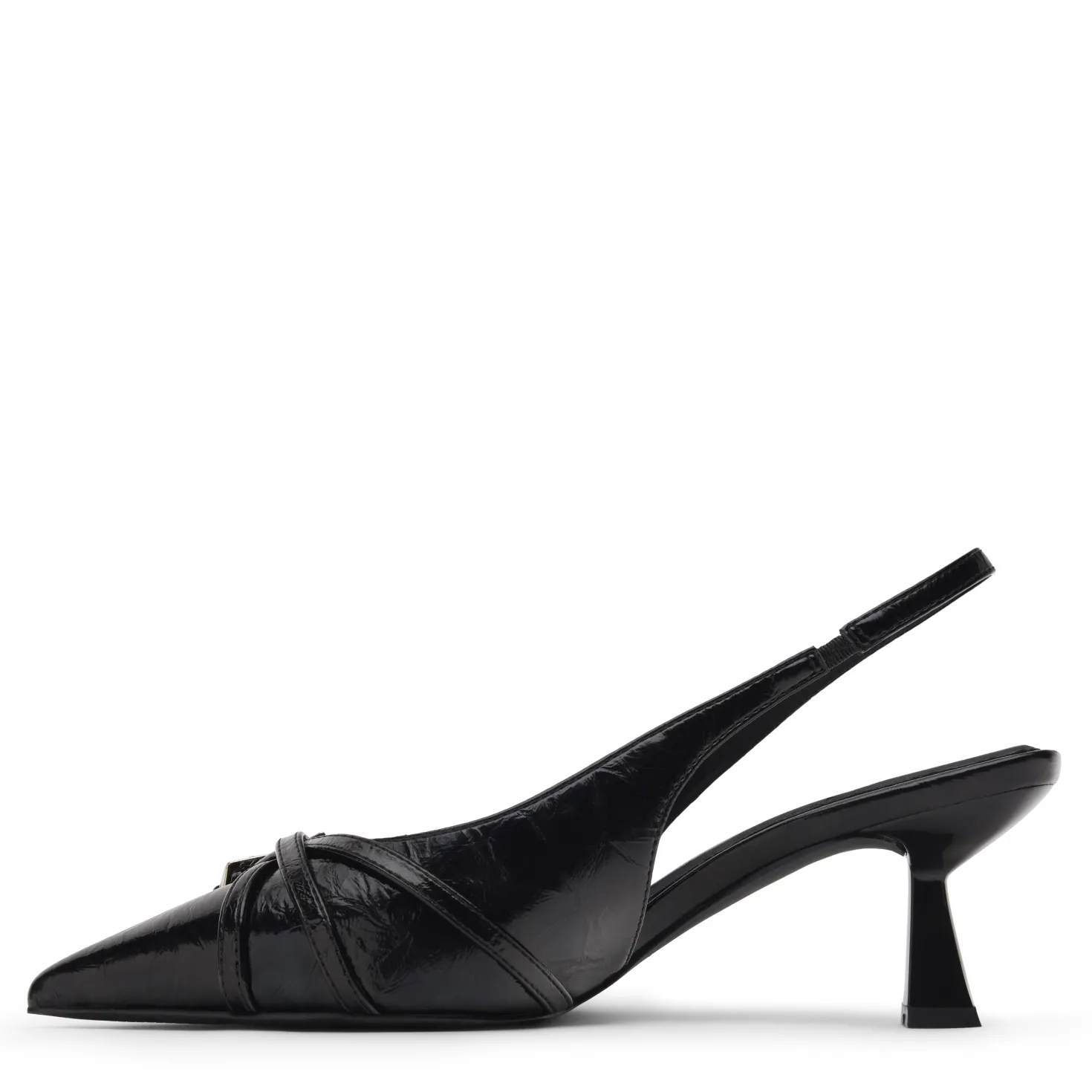 Zwarte slingback pumps met gespen