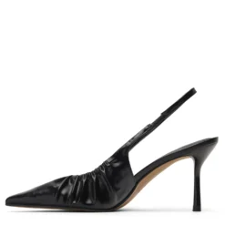Zwarte slingback pumps met rimpel effect