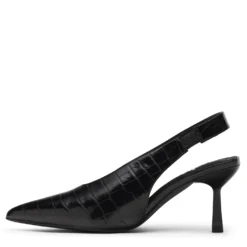 Zwarte slingbacks met croco print