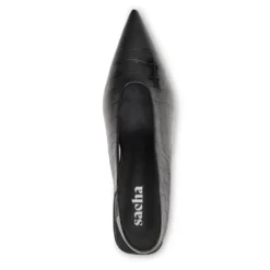 Zwarte slingbacks met croco print