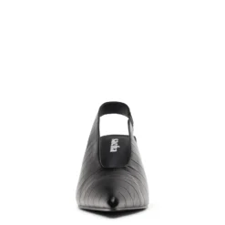 Zwarte slingbacks met croco print