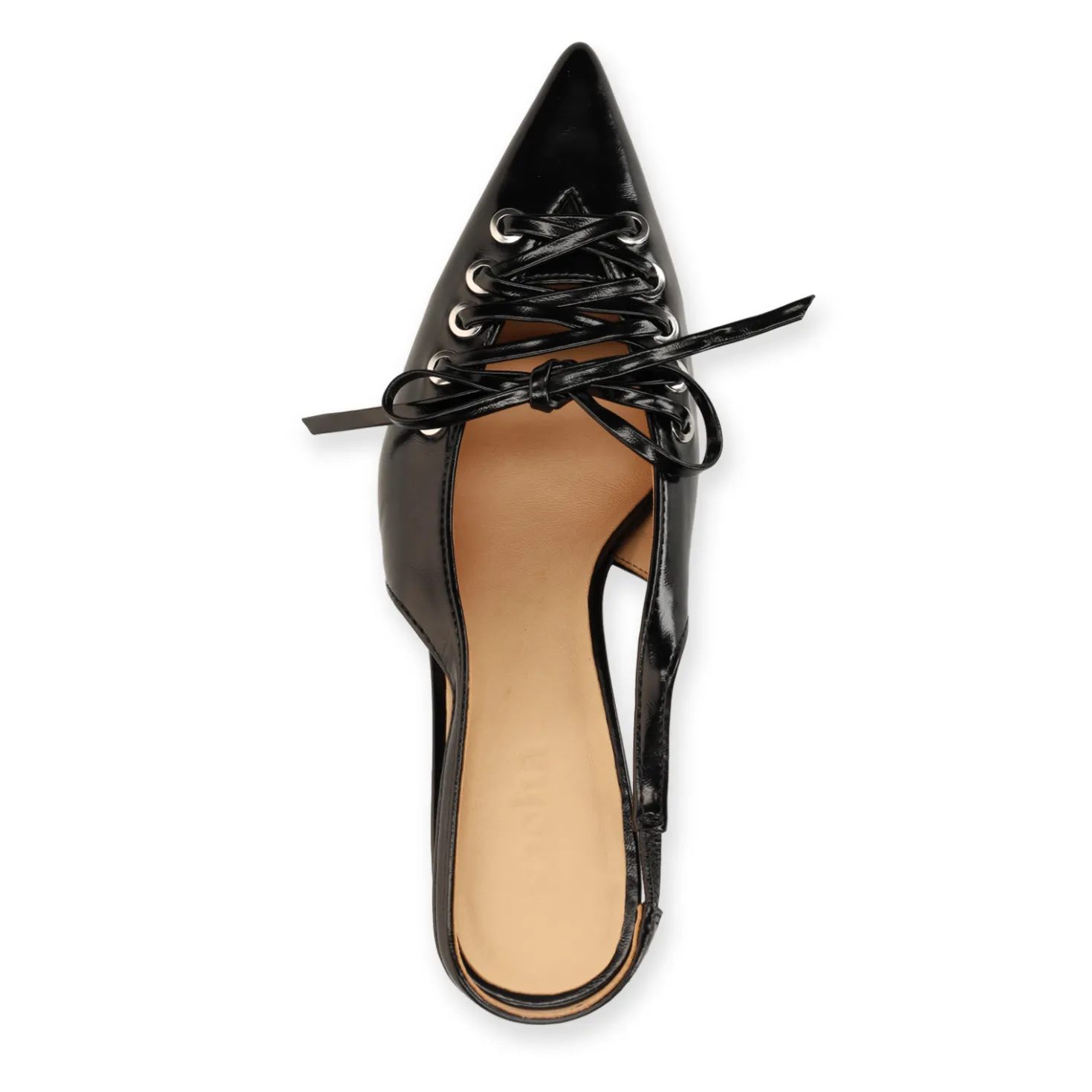 Zwarte slingbacks met veters