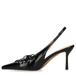 Zwarte slingbacks met veters