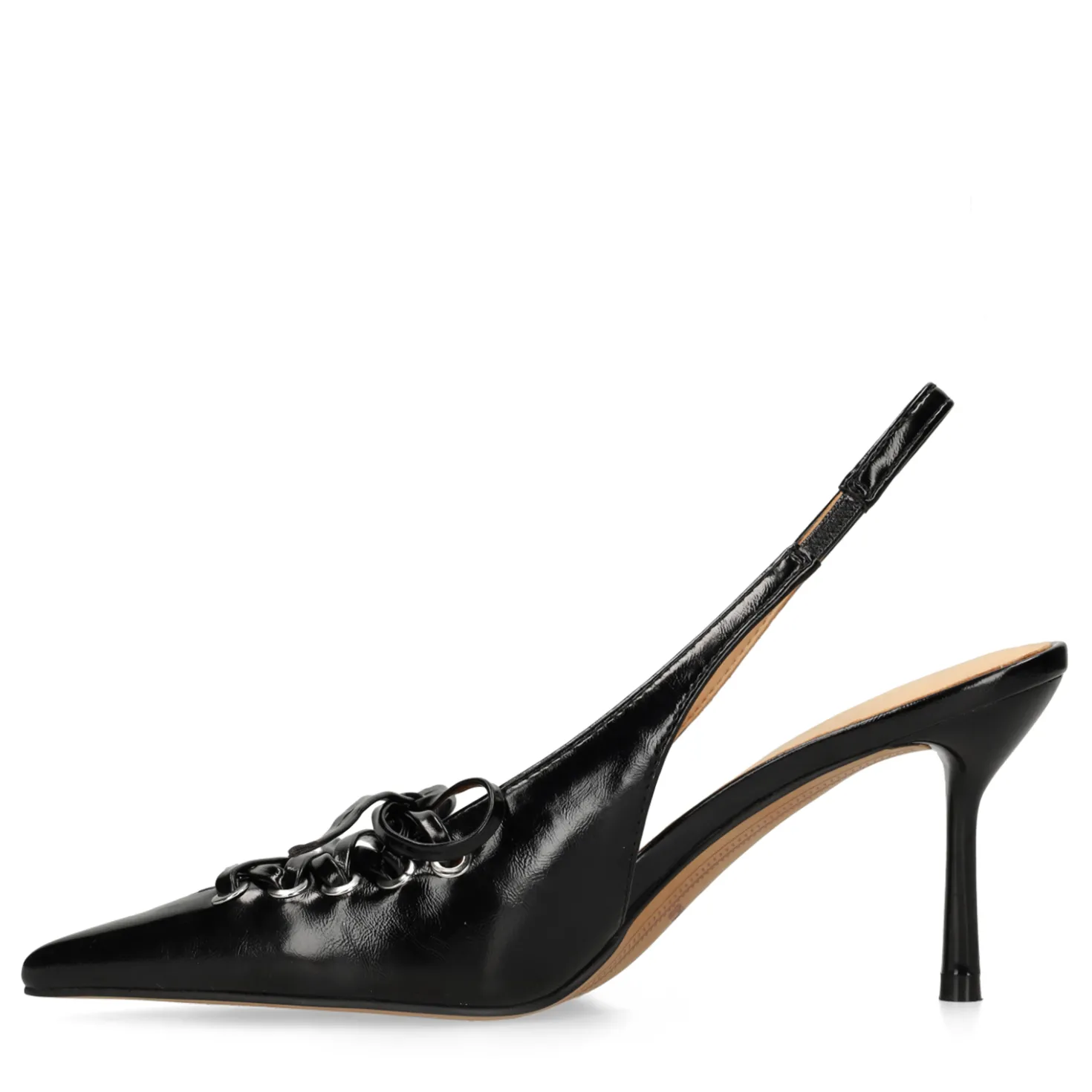 Zwarte slingbacks met veters