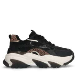 Zwarte sneakers met leopard print